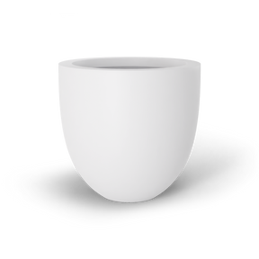 Alzira bowl fiberglass planter in Matte Bright White, studio render