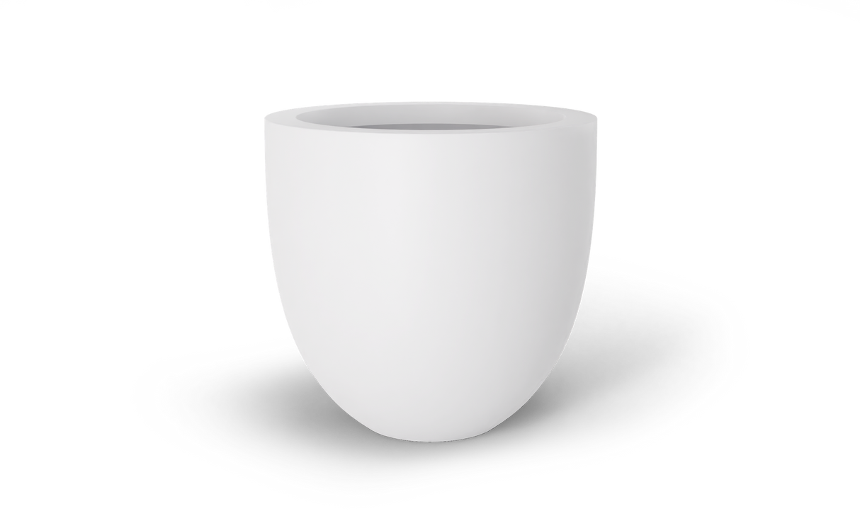 Alzira bowl fiberglass planter in Matte Bright White