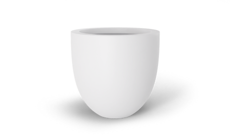 Alzira bowl fiberglass planter in Matte Bright White