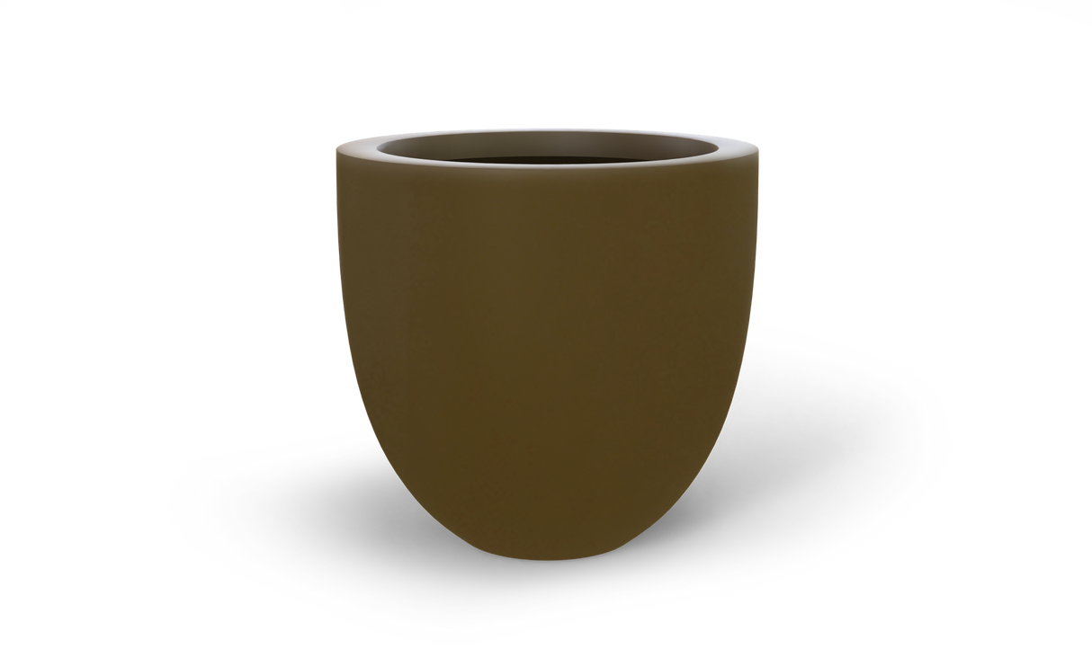 Alzira bowl fiberglass planter in Matte Bronze