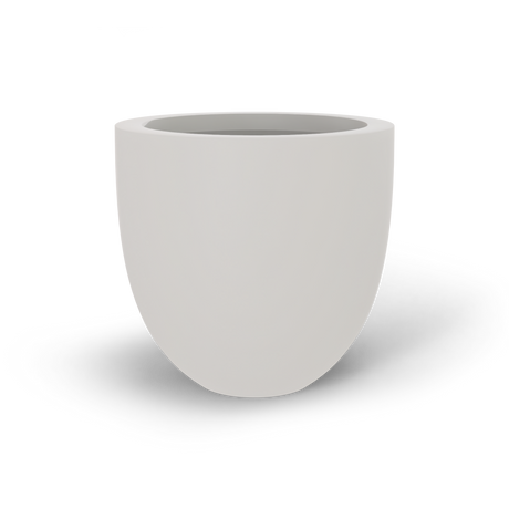 Alzira bowl fiberglass planter in Matte Cement Grey, studio render
