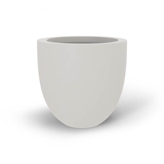 Alzira bowl fiberglass planter in Matte Cement Grey, studio render