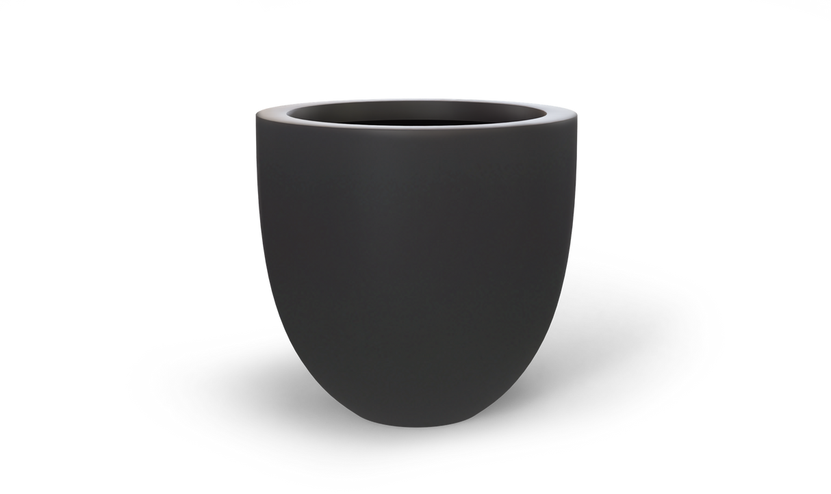 Alzira bowl fiberglass planter in Matte Charcoal