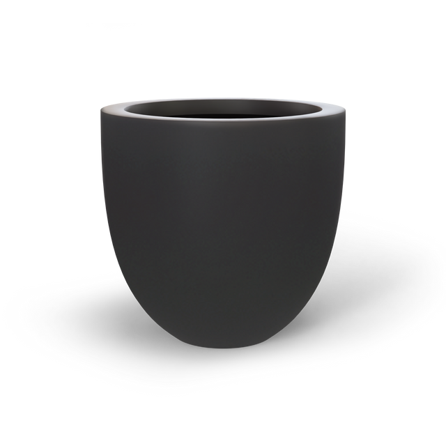 Alzira bowl fiberglass planter in Matte Charcoal, studio render