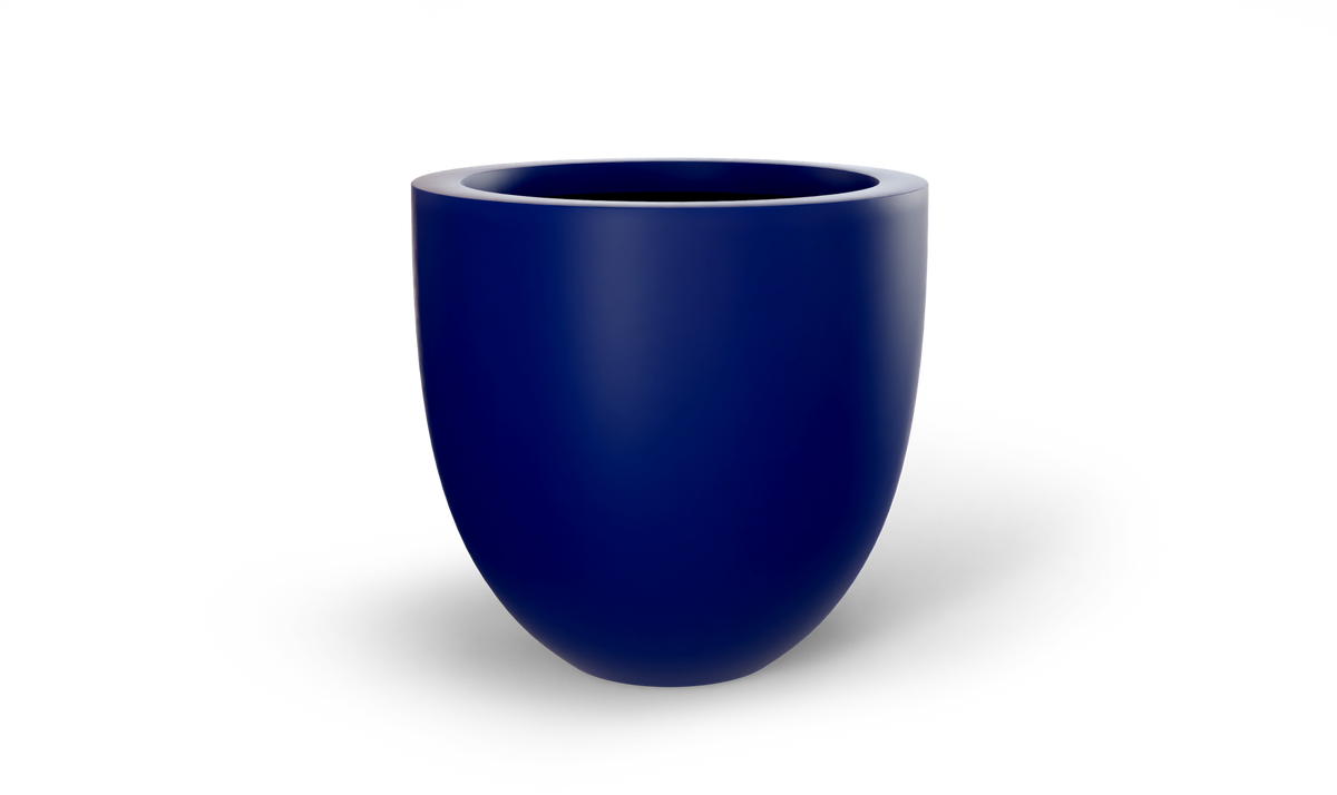 Alzira bowl fiberglass planter in Matte Cobalt Blue