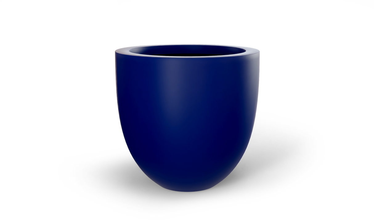 Alzira bowl fiberglass planter in Matte Cobalt Blue