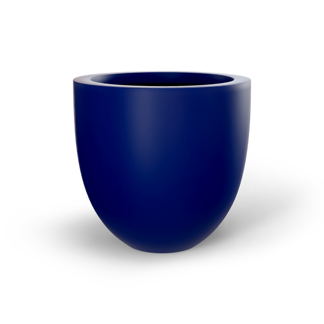 Alzira bowl fiberglass planter in Matte Cobalt Blue, studio render