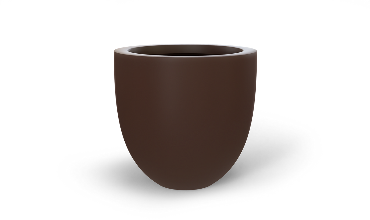 Alzira bowl fiberglass planter in Matte Dark Brown