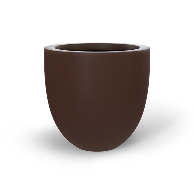 Alzira bowl fiberglass planter in Matte Dark Brown, studio render