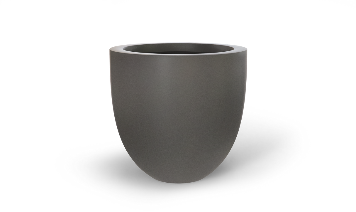 Alzira bowl fiberglass planter in Matte Gunmetal