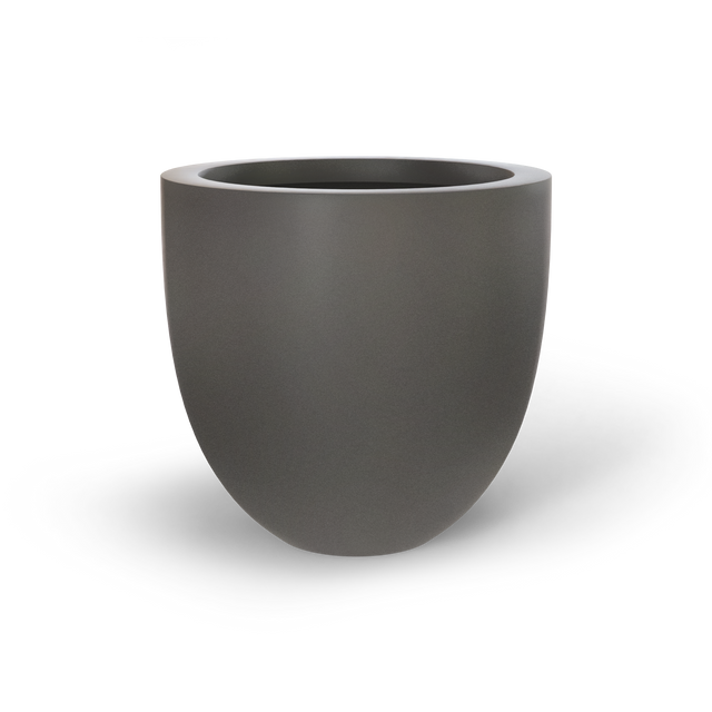 Alzira bowl fiberglass planter in Matte Gunmetal, studio render