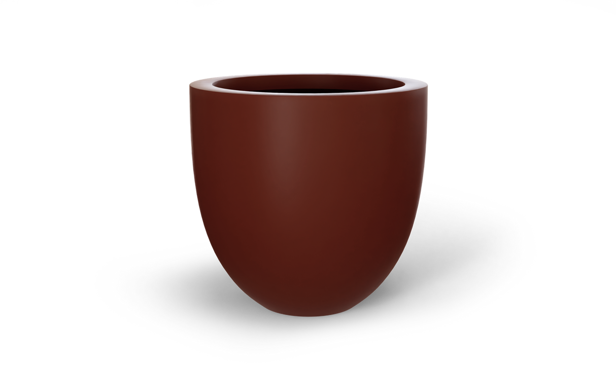 Alzira bowl fiberglass planter in Matte Terra Cotta