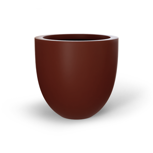 Alzira bowl fiberglass planter in Matte Terra Cotta, studio render