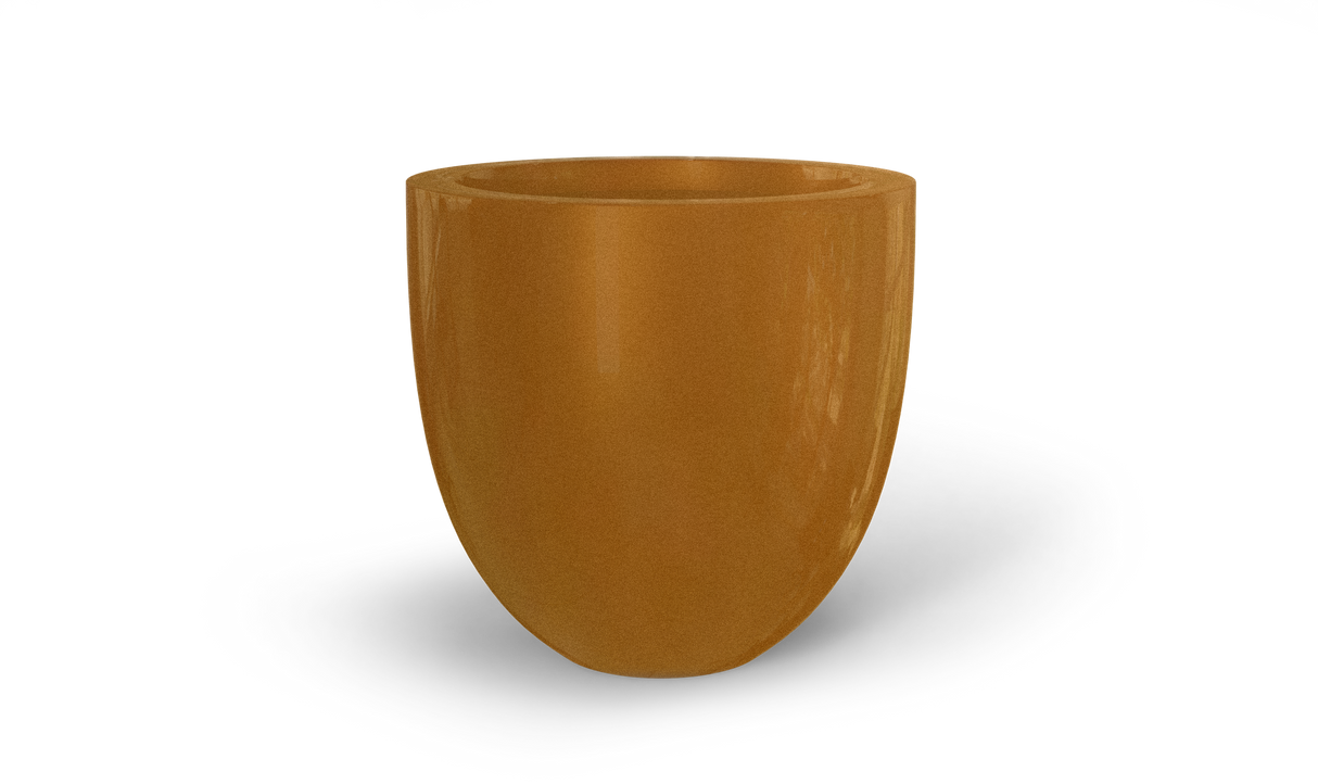 Alzira bowl fiberglass planter in Metallic Bronze