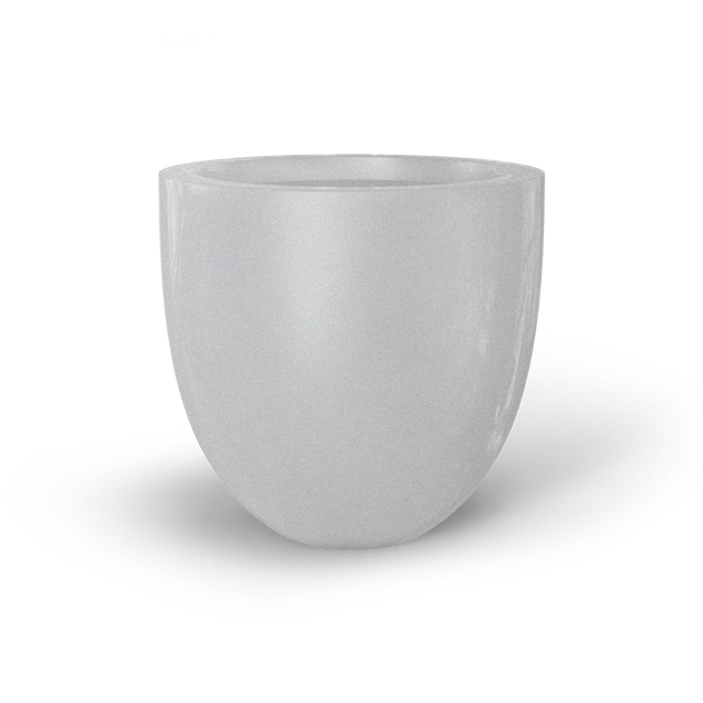 Alzira bowl fiberglass planter in Metallic Silver, studio render