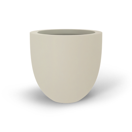 Alzira bowl fiberglass planter in Satin Beige, studio render