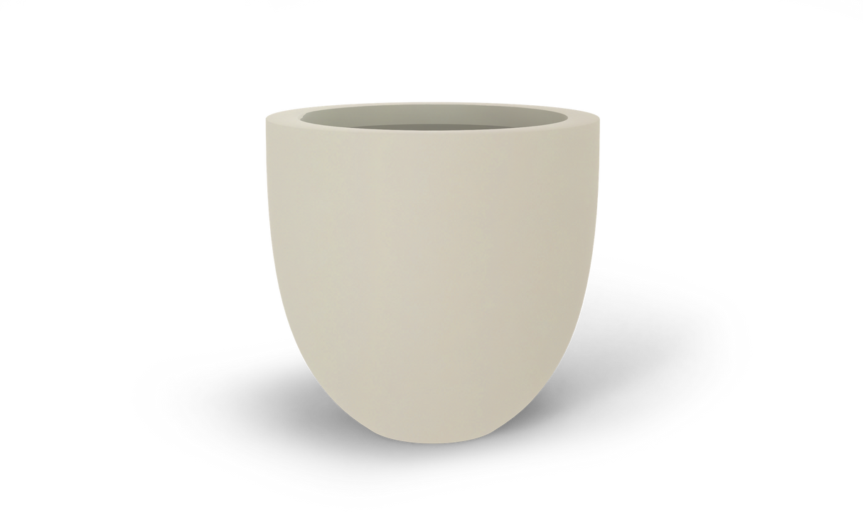 Alzira bowl fiberglass planter in Satin Beige