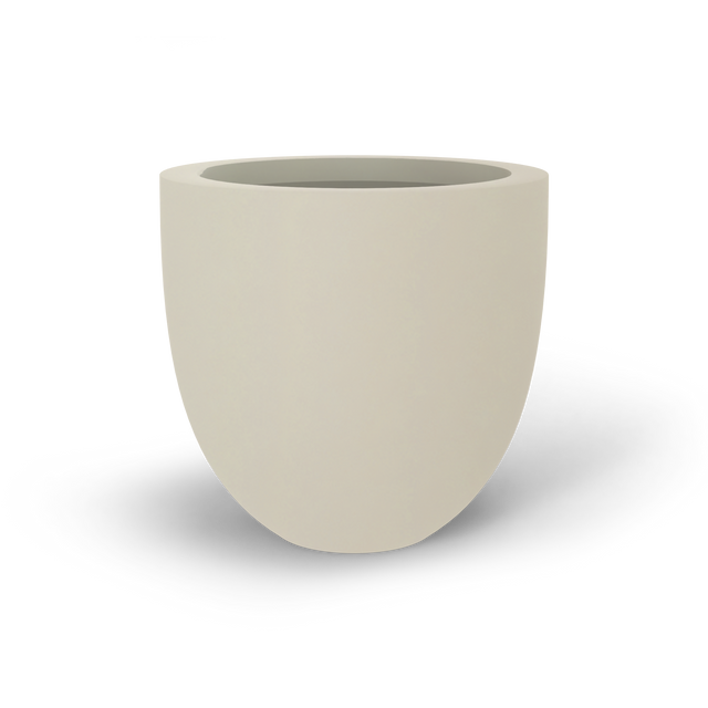 Alzira bowl fiberglass planter in Satin Beige, studio render