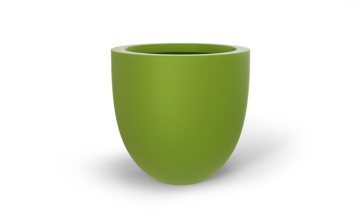 Alzira bowl fiberglass planter in Satin Green