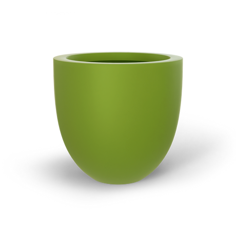 Alzira bowl fiberglass planter in Satin Green, studio render