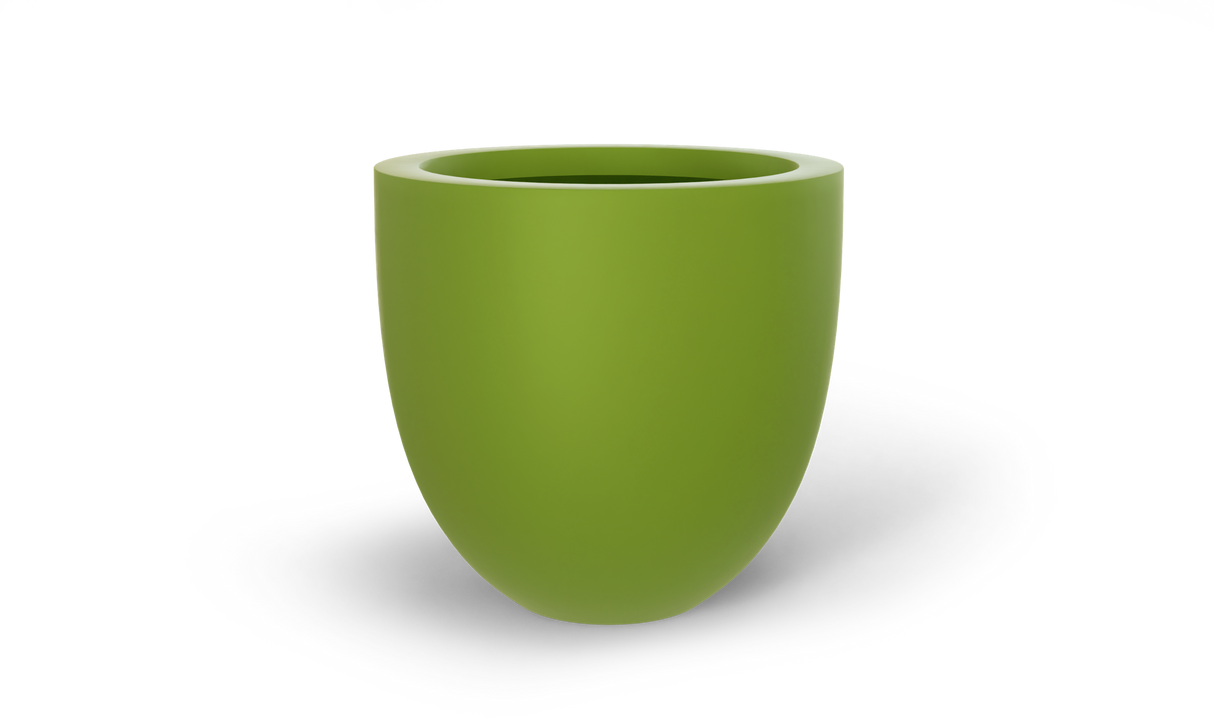 Alzira bowl fiberglass planter in Satin Green