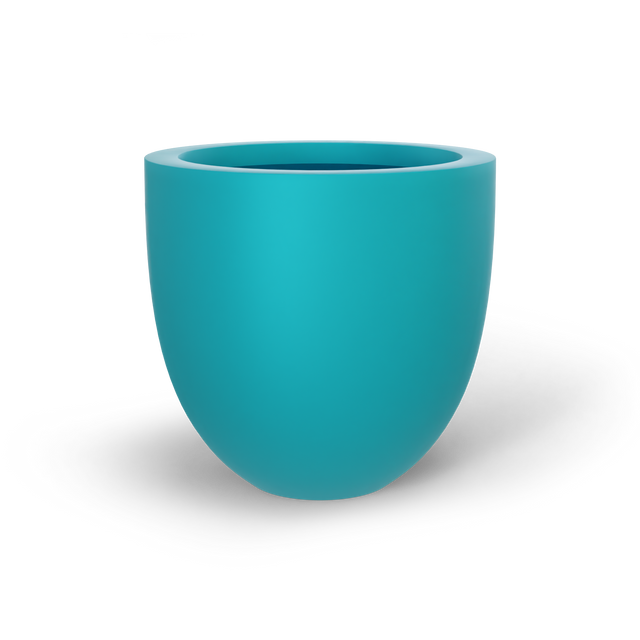 Alzira bowl fiberglass planter in Satin Seafoam Green, studio render