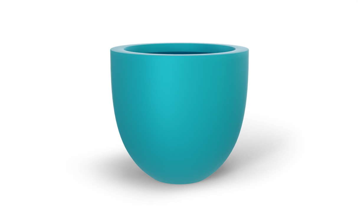 Alzira bowl fiberglass planter in Satin Seafoam Green