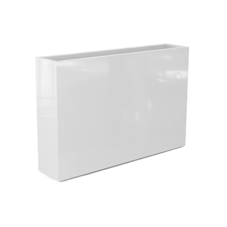 Amesbury narrow fiberglass planter in Gloss Bright White