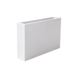 Amesbury narrow rectangular fiberglass planter in Gloss Bright White, studio render