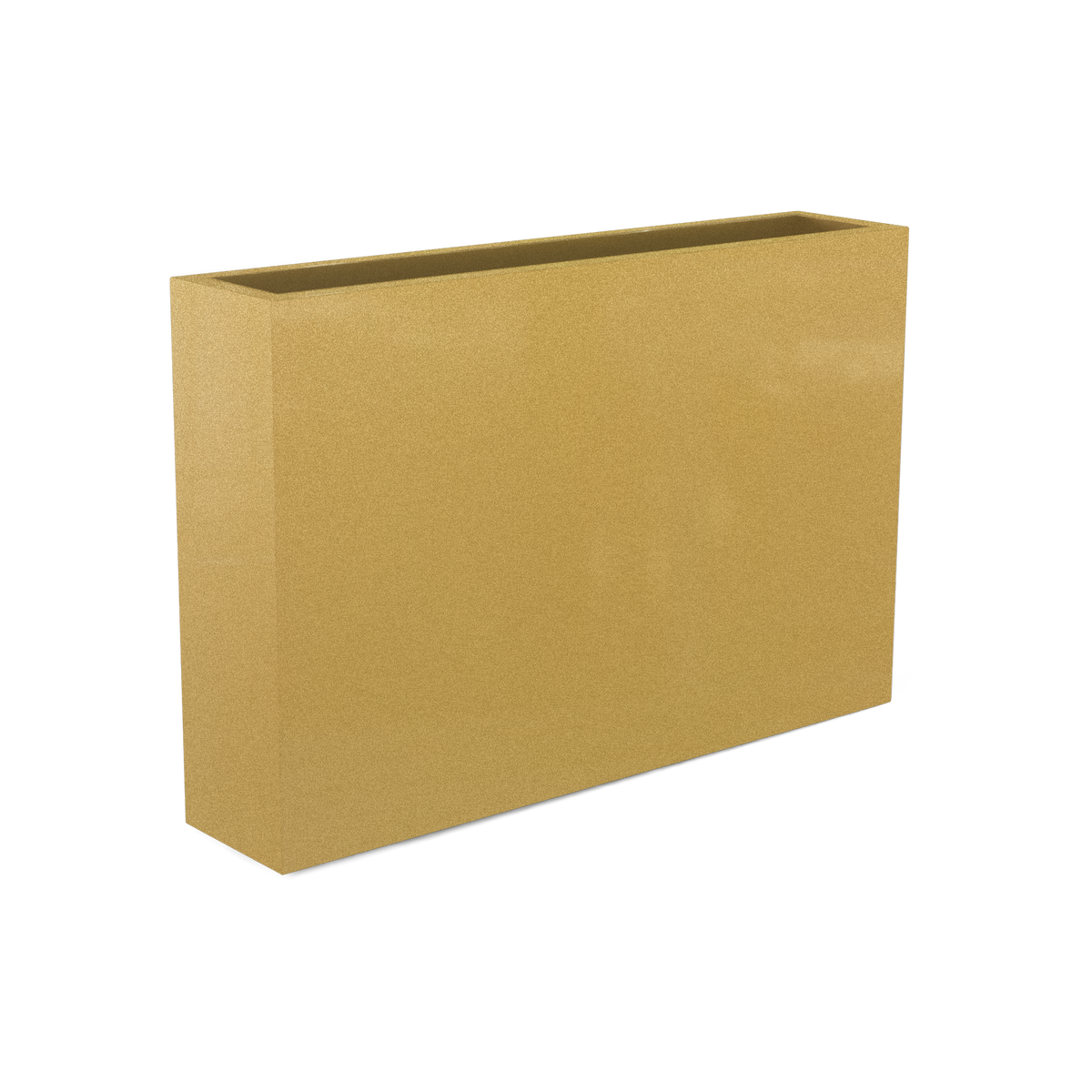 Amesbury narrow fiberglass planter in Gloss Metallic Gold