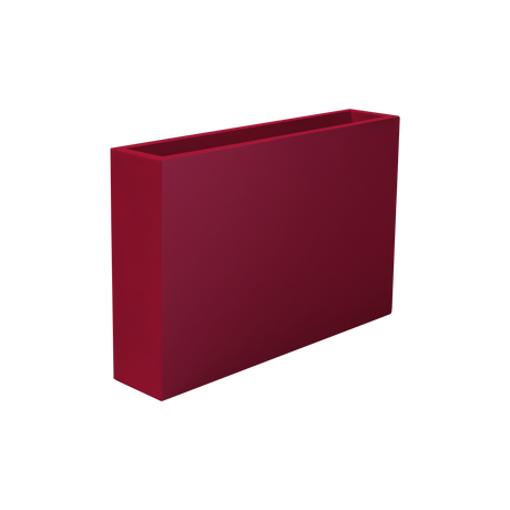 Amesbury narrow rectangular fiberglass planter in Gloss Red, studio render