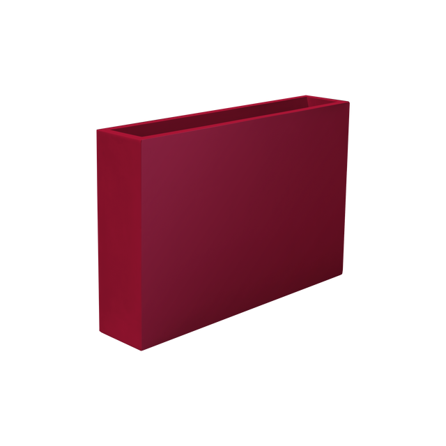 Amesbury narrow rectangular fiberglass planter in Gloss Red, studio render