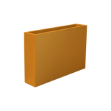 Amesbury narrow rectangular fiberglass planter in Gloss Tangerine, studio render