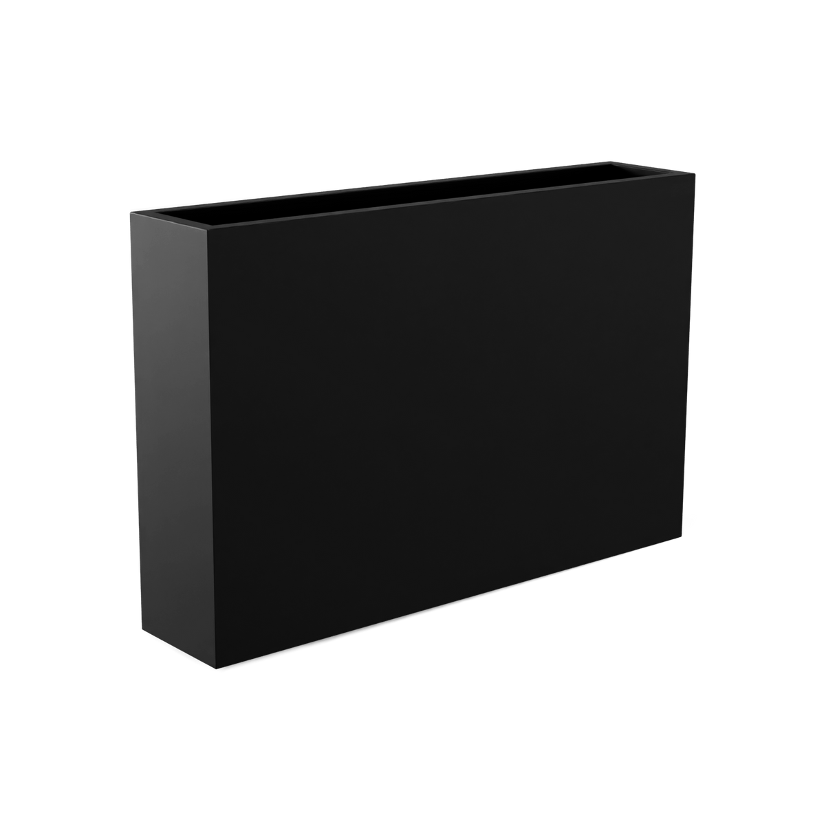 Amesbury narrow fiberglass planter in Matte Black
