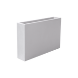 Amesbury narrow rectangular fiberglass planter in Matte Bright White, studio render