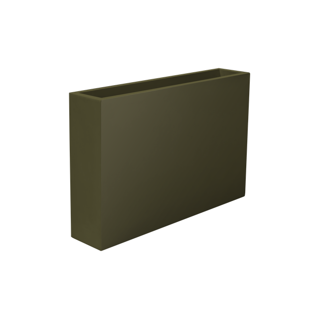 Amesbury narrow rectangular fiberglass planter in Matte Bronze, studio render