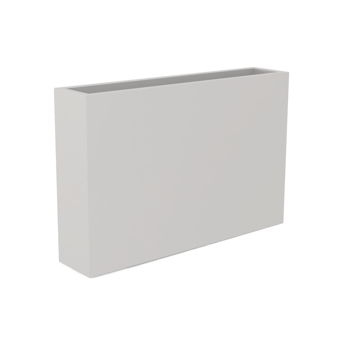 Amesbury narrow fiberglass planter in Matte Cement Grey