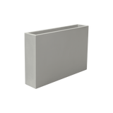 Amesbury narrow rectangular fiberglass planter in Matte Cement Grey, studio render