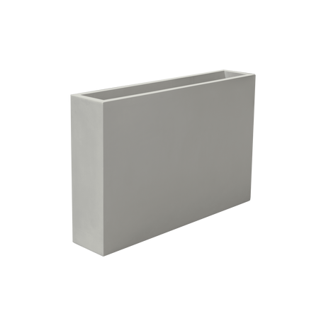 Amesbury narrow rectangular fiberglass planter in Matte Cement Grey, studio render