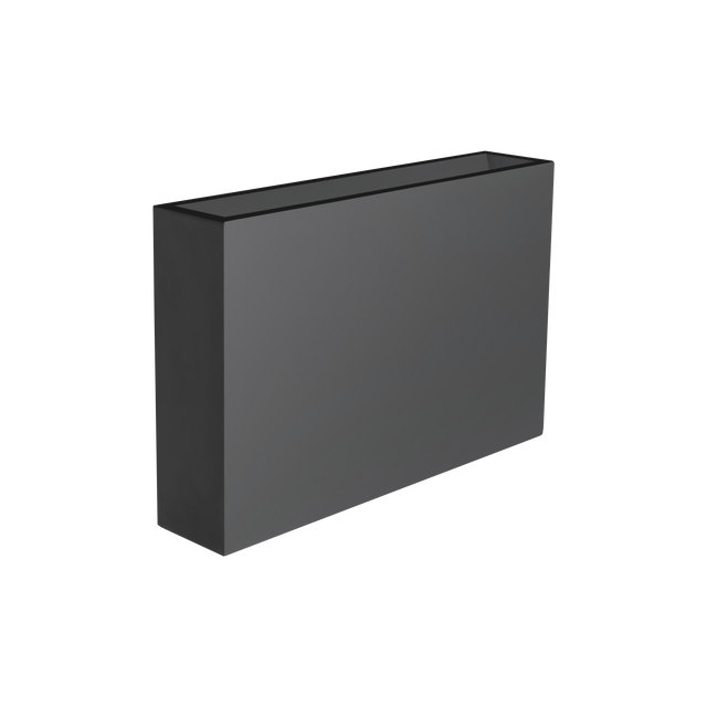 Amesbury narrow rectangular fiberglass planter in Matte Charcoal, studio render