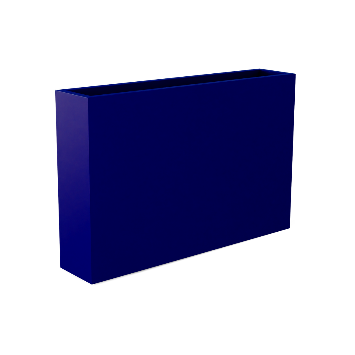 Amesbury narrow fiberglass planter in Matte Cobalt Blue