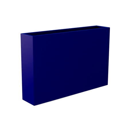 Amesbury narrow fiberglass planter in Matte Cobalt Blue