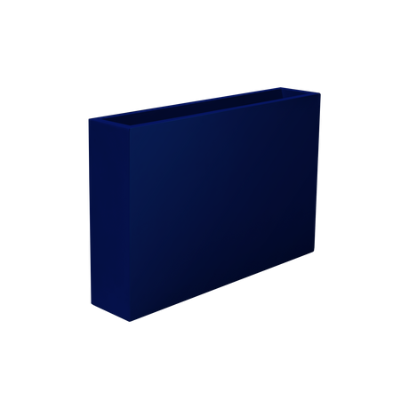 Amesbury narrow rectangular fiberglass planter in Matte Cobalt Blue, studio render
