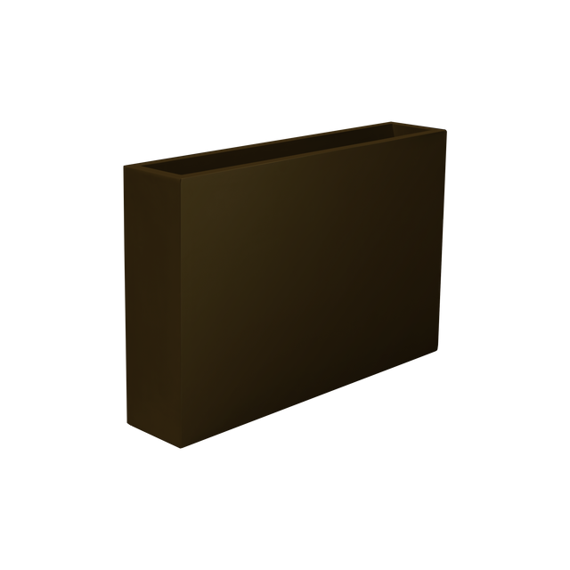 Amesbury narrow rectangular fiberglass planter in Matte Dark Brown, studio render