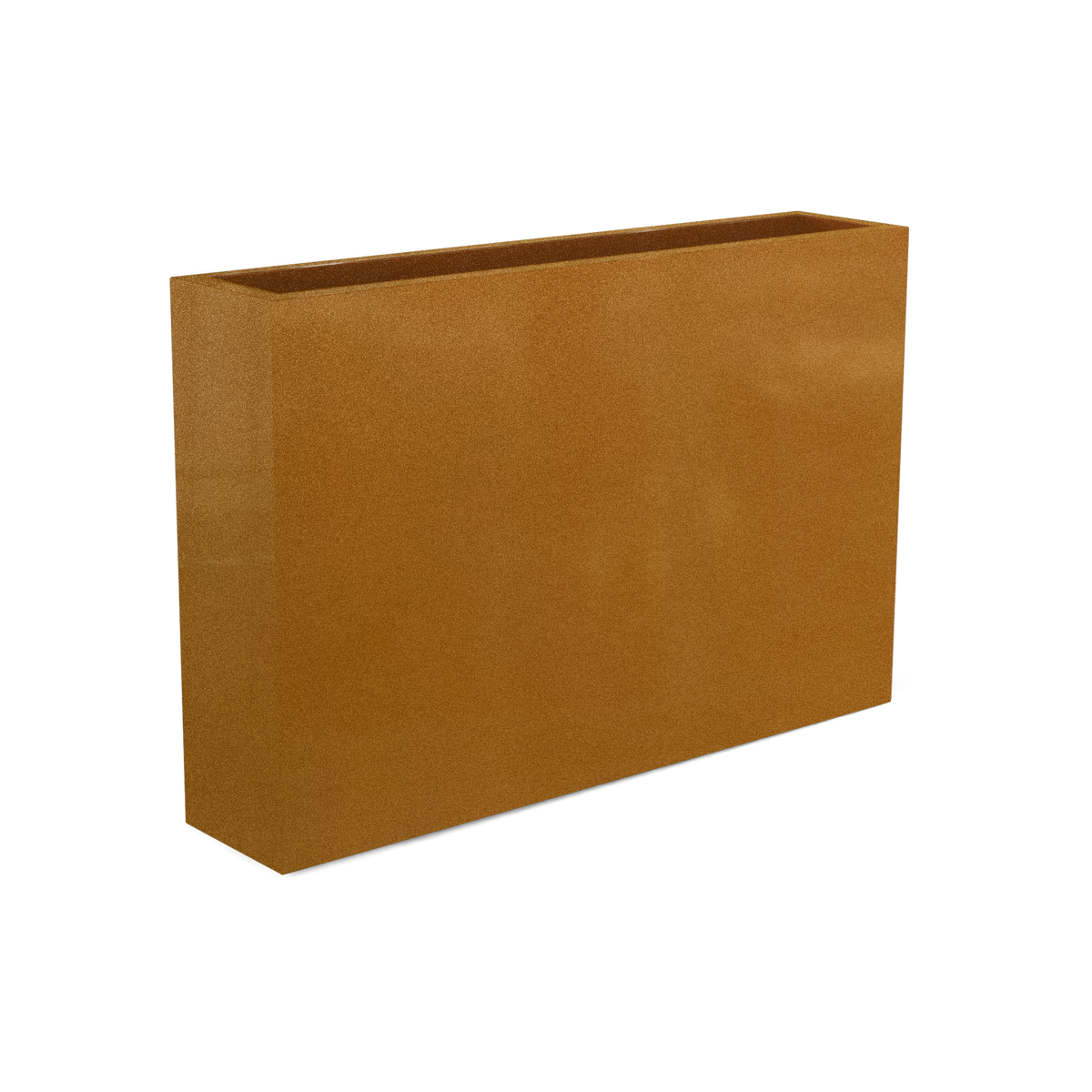 Amesbury narrow fiberglass planter in Metallic Bronze