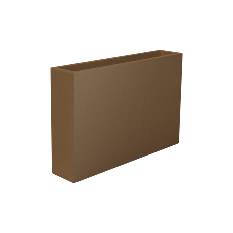 Amesbury narrow rectangular fiberglass planter in Metallic Bronze, studio render