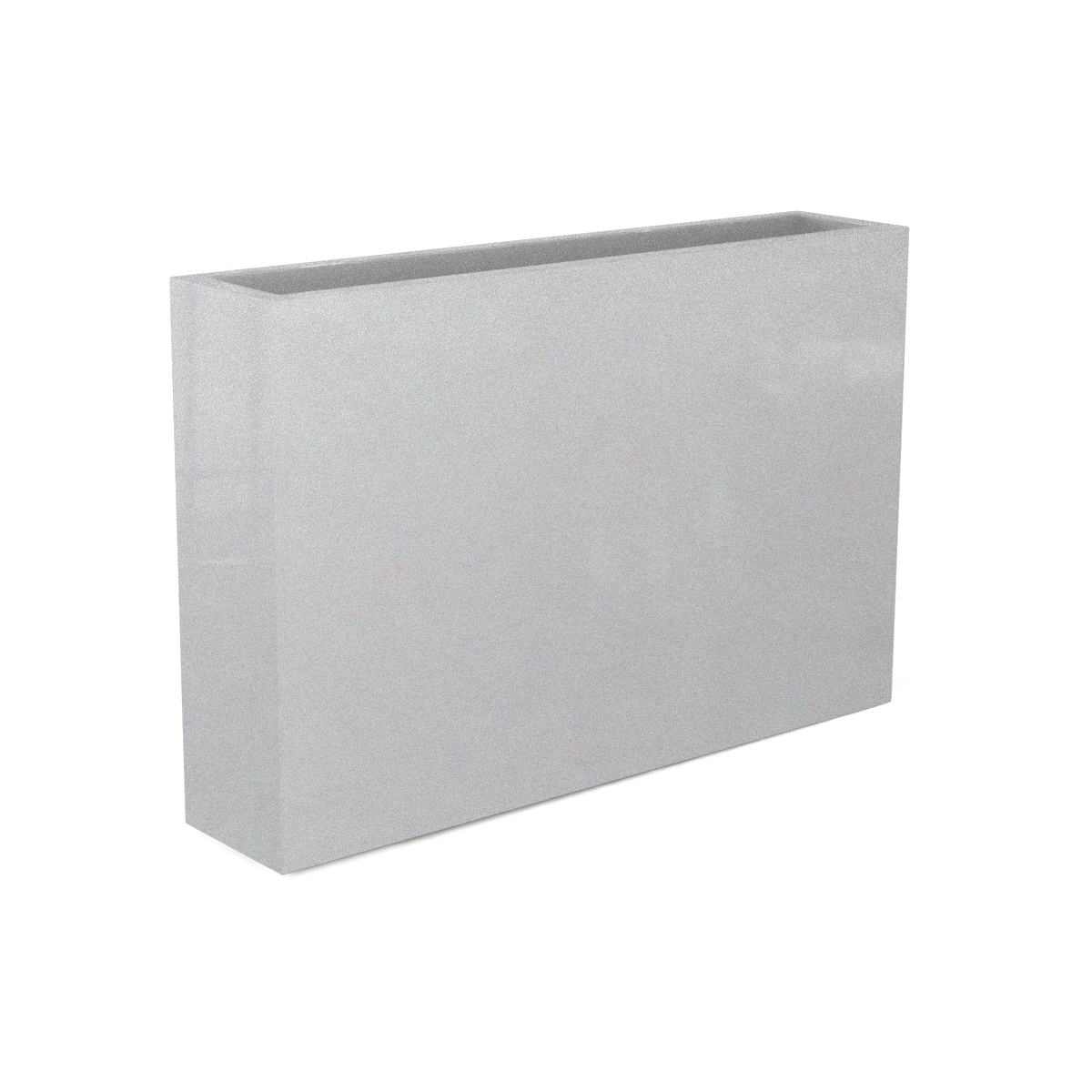 Amesbury narrow fiberglass planter in Metallic Silver