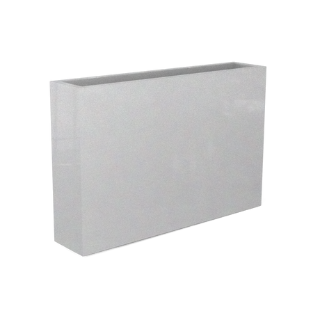 Amesbury narrow fiberglass planter in Metallic Silver