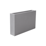 Amesbury narrow rectangular fiberglass planter in Metallic Silver, studio render