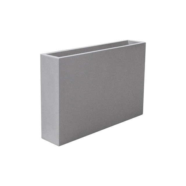 Amesbury narrow rectangular fiberglass planter in Metallic Silver, studio render